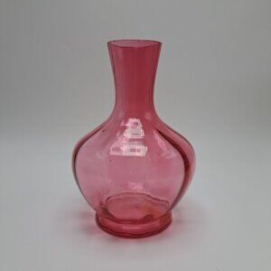 Cranberry Glass Vase Hand Blown Vintage Style Decorative Accent Piece
